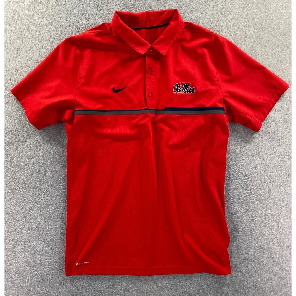 NIKE Dri-Fit Men's Medium Football Ole Miss Dri-Fit 32855X-MP5‎ Red Polo